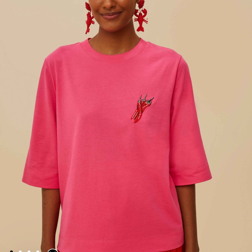 FARM Rio Hot Pink Short Sleeve Tee with Red Chili Patch